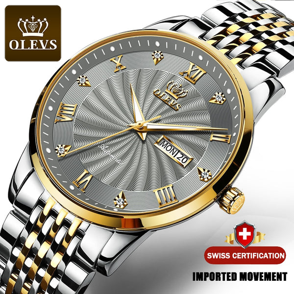 OLEVS 6630 Mechanical Stainless Steel casual Watch Men